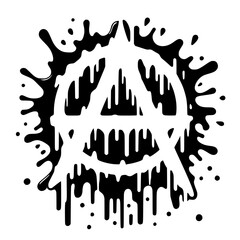 The silhouette of the melting anarchy symbol splashes