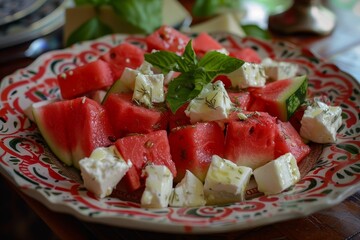 Watermelon and cheese salad
