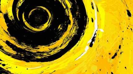 a spiral shaped drawing of black stroke on yellow, in the style of digital expressionism