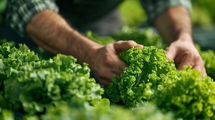 Naklejka na ściany i meble Hands-On Hydroponic Lettuce Cultivation