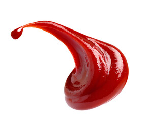 red ketchup splash isolated on a transparent PNG background, white background , Generative Ai