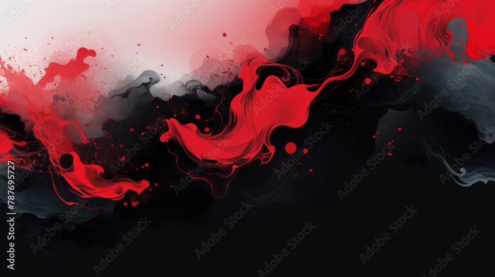 Poster Abstract background in Chinese ink style with a black background and red colors