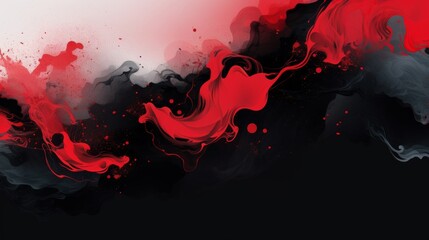 Abstract background in Chinese ink style with a black background and red colors - obrazy, fototapety, plakaty