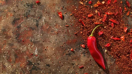  Top view of red paprika on a ground surface © 2rogan