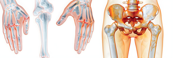 Comprehensive Illustration Depicting Various Symptoms of Osteoarthritis - obrazy, fototapety, plakaty