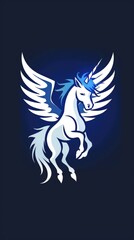 A logo horse pegasus with wings simple vector
