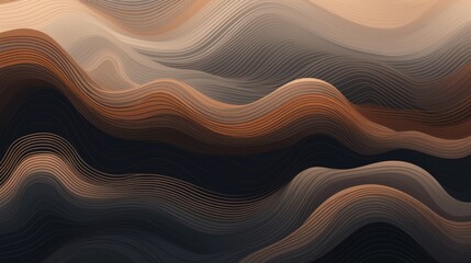 abstract background with wavy gray lines on dark brown forest, water color
