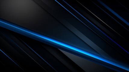 Abstract elegant black background with shiny blue geometric lines