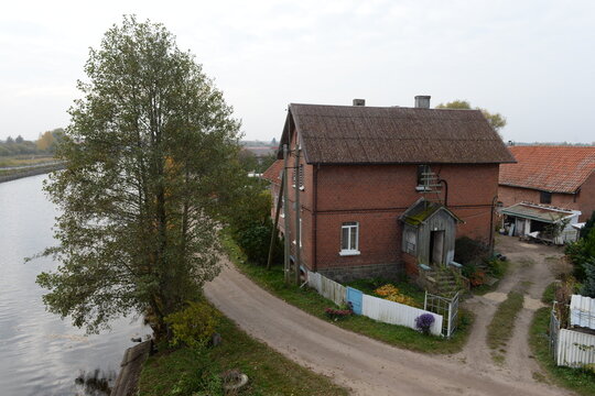 Estate on the banks of the Polesie Canal in the Kaliningrad region