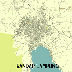 Bandar Lampung Indonesia map poster art