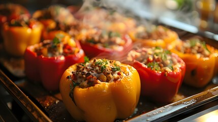 Stuffed peppers, perfect for food blogs or restaurant menus, Vegan, Keto