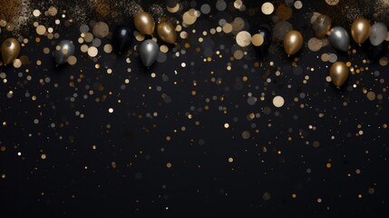 black and gold celebration texture background new years party - obrazy, fototapety, plakaty