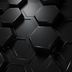 Digital hexagon abstract background, black colors