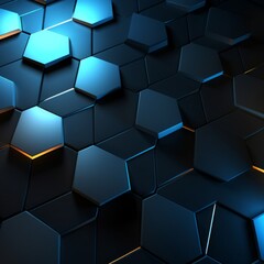 Digital hexagon abstract background, black colors