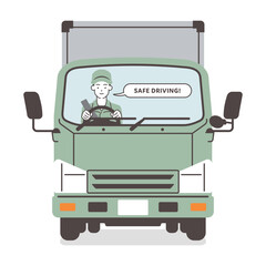 安全運転の大切さを伝えるトラック運転手のイラスト素材