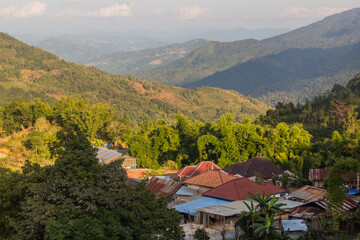 View of landscape near Phongsali, Laos