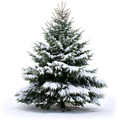 Fototapeta premium christmas tree with snow on white