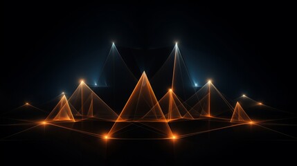 glowing geometric lines and shape arranged on black background