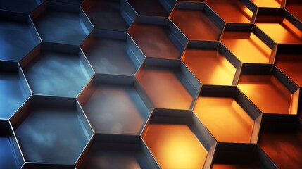 Hexagonal Abstract metal background with light