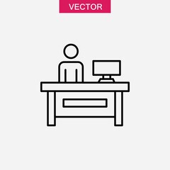 Front Desk line icon, reception desk icon liner vector illustration for web and app..eps