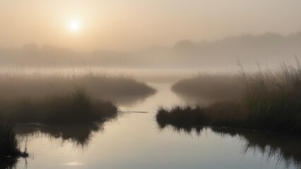 Fototapeta premium misty morning in a marsh