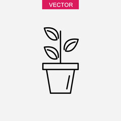 Potted plant outline icon. Plant in pot vector simple liner illustration for web and app..eps