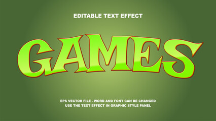 Editable Text Effect Games 3D Vector Template