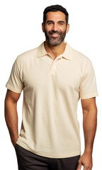 Fototapeta premium PNG Cream polo shirt mockup t-shirt fashion sleeve.