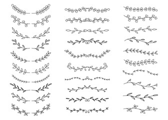 Obraz premium 植物の装飾フレームセット、線画フレーム、テキスト装飾素材