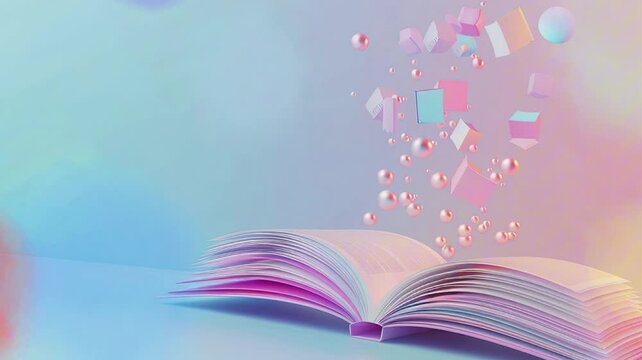 book day video reference. video background of open book in pastel color