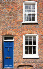 House with blue door in St Mary's Square, old Aylesbury,