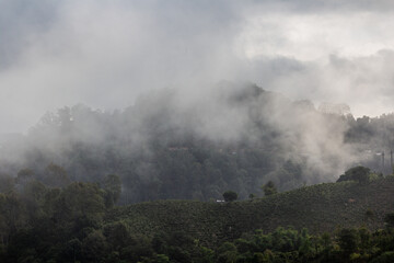 Misty morning landscape near Phongsali, Laos