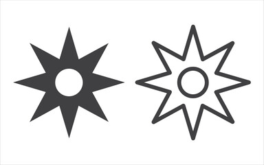 Flower icons set isolated. Set of two Flowers black silhouette and linear icons vector. 11:11