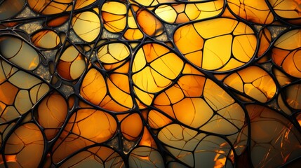 stained glass texture, in the style of dark yellow and dark bronze, zbrush, textural explorations, infinity nets