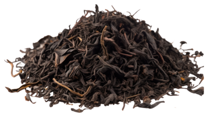 PNG  Black tea leaves pile drink black ingredient. AI generated Image by rawpixel.