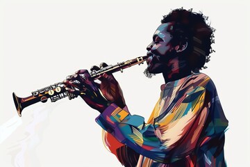 illustration of a jazz musician playing the clarinet