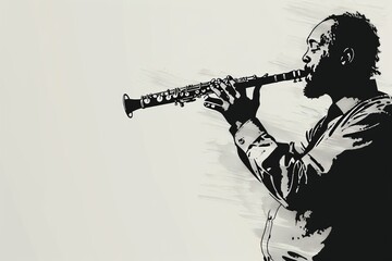 illustration of a jazz musician playing the clarinet