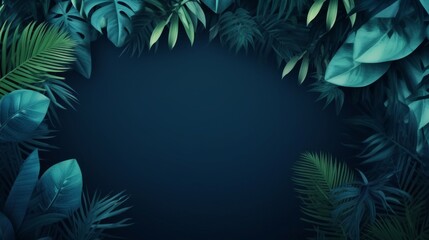 tropical leaves,foliage plant in blue color with space background