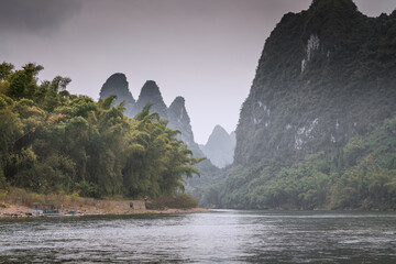 Landscape of Guilin, Karst mountains. Located near The Ancient Town of Xingping