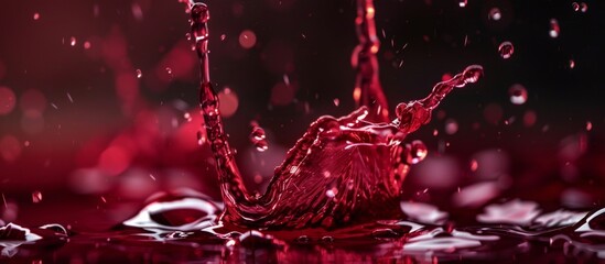 Vivid red liquid splashes across a sleek black surface in a dynamic and vibrant display