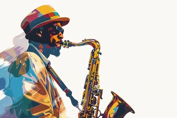 Fototapeta na wymiar illustration of a jazz musician playing the saxophone