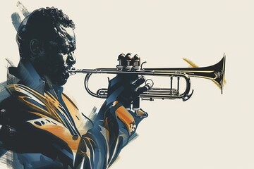 illustration of a jazz musician playing the trumpet