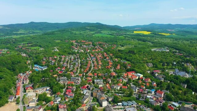 Panorama Mountains Houses Klodzko Aerial View Poland