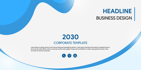 Business cover template in vector with abstract blue curve or wave flyer background