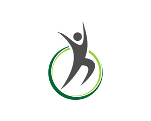 Abstract jumping people inside the circle logo