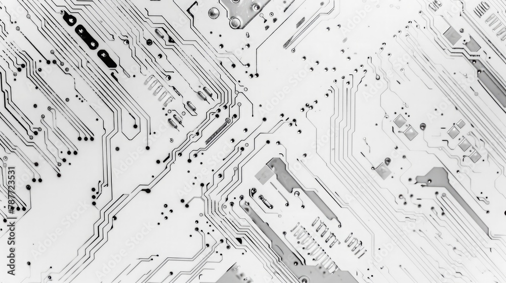 Poster white texture background of printed circuit board. computer technology background. information tech.