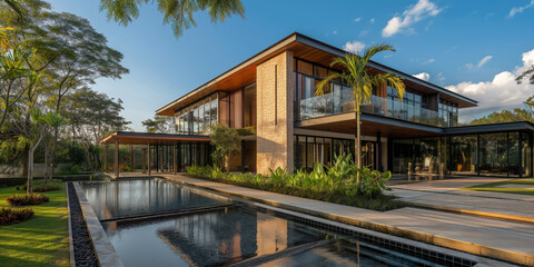Fototapeta premium Modern award-winning architecture with pool