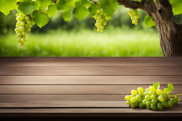 grapes on the wooden table