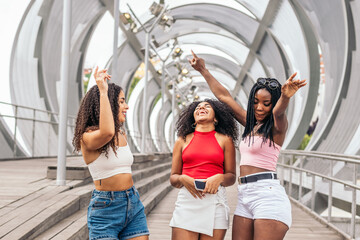 African American female friends enjoying a summer day