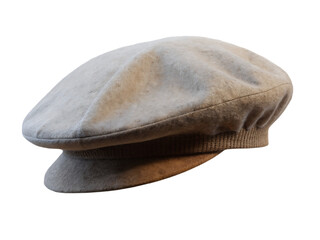 Black french cap beret side view on transparent background